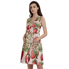 Strawberry Fruit Sleeveless Dress With Pocket by Bedest