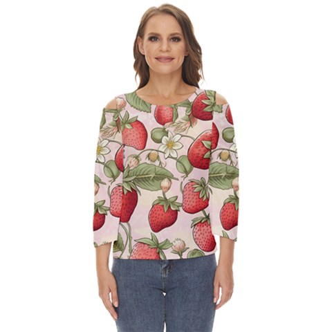 Strawberry Fruit Cut Out Wide Sleeve Top by Bedest