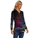 Particles Waves Line Multicoloured Long Sleeve Drawstring Hooded Top View3