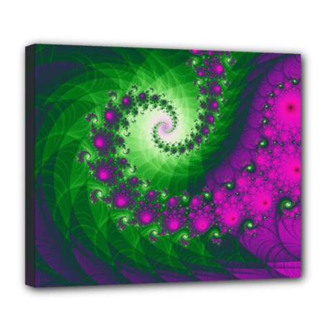 Fractal Spiral Purple Art Green Art Deluxe Canvas 24  X 20  (stretched) by Proyonanggan