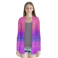 Fractal Art Artwork Magical Purple Drape Collar Cardigan by Proyonanggan