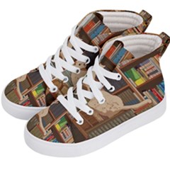 Library Aesthetic Kids  Hi-top Skate Sneakers by Sarkoni