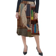 Library Aesthetic Classic Velour Midi Skirt  by Sarkoni