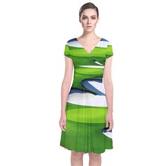 Golf Course Par Green Short Sleeve Front Wrap Dress by Sarkoni