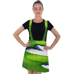 Golf Course Par Green Velvet Suspender Skater Skirt by Sarkoni