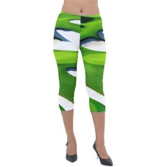 Golf Course Par Green Lightweight Velour Capri Leggings  by Sarkoni