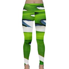 Golf Course Par Green Lightweight Velour Classic Yoga Leggings by Sarkoni