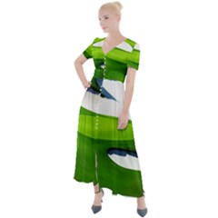 Golf Course Par Green Button Up Short Sleeve Maxi Dress by Sarkoni