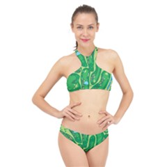 Golf Course Par Golf Course Green High Neck Bikini Set by Sarkoni