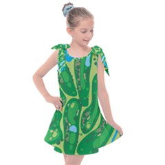 Golf Course Par Golf Course Green Kids  Tie Up Tunic Dress by Sarkoni