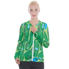 Golf Course Par Golf Course Green Casual Zip Up Jacket by Sarkoni