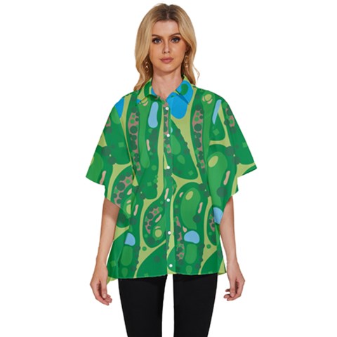 Golf Course Par Golf Course Green Women s Batwing Button Up Shirt by Sarkoni