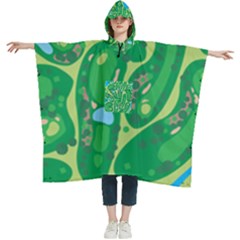 Golf Course Par Golf Course Green Women s Hooded Rain Ponchos by Sarkoni