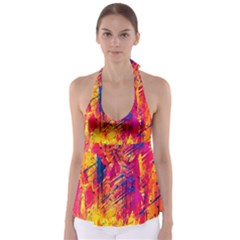 Abstract Design Calorful Tie Back Tankini Top by nateshop