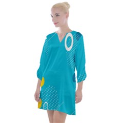 Blue Yellow Abstraction, Creative Backgroun Open Neck Shift Dress by nateshop