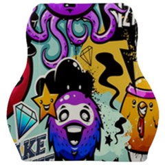 Cartoon Graffiti, Art, Black, Colorful, Wallpaper Car Seat Velour Cushion  by nateshop