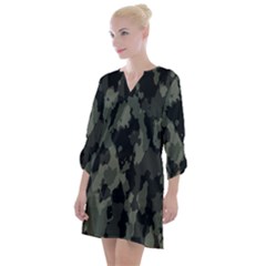 Comouflage,army Open Neck Shift Dress by nateshop