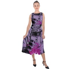 Fingerprint Astro, Amoled, Astronaut, Black, Dark, Oled Midi Tie-back Chiffon Dress by nateshop