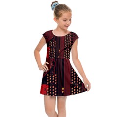 Technology Computer Circuit Kids  Cap Sleeve Dress by Sarkoni