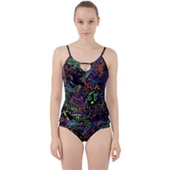 Trippy Dark Psychedelic Cut Out Top Tankini Set by Sarkoni