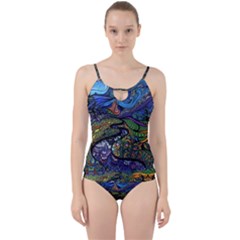 Psychedelic Landscape Cut Out Top Tankini Set by Sarkoni