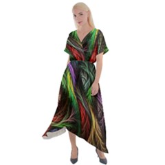 Abstract Psychedelic Cross Front Sharkbite Hem Maxi Dress by Sarkoni