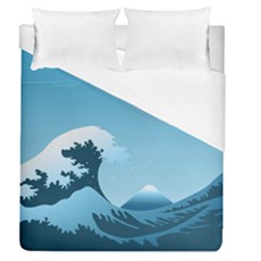 Minimalism Great Wave Off Kanagawa Duvet Cover (queen Size) by Sarkoni