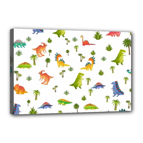 Baby Dino Seamless Pattern Canvas 18  X 12  (stretched) by Sarkoni