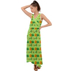 Summer Fun Pattern V-neck Chiffon Maxi Dress by LalyLauraFLM