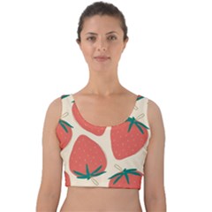 Seamless Strawberry Pattern Vector Velvet Crop Top by Grandong