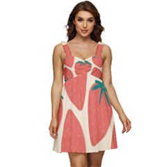 Seamless Strawberry Pattern Vector Ruffle Strap Babydoll Chiffon Dress by Grandong