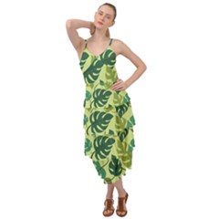 Seamless Pattern Of Monstera Leaves For The Tropical Plant Background Layered Bottom Dress by Grandong