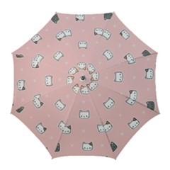 Cute Cat Cartoon Doodle Seamless Pink Pattern Golf Umbrellas by Grandong