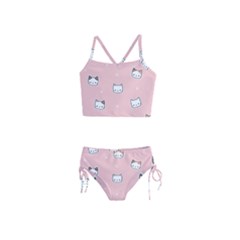 Cute Cat Cartoon Doodle Seamless Pink Pattern Girls  Tankini Swimsuit by Grandong