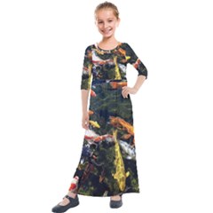 Koi Pond 3d Fish Kids  Quarter Sleeve Maxi Dress by Grandong