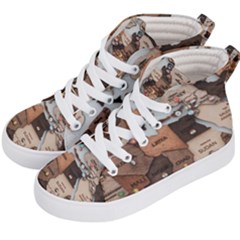 3d Vintage World Map Kids  Hi-top Skate Sneakers by Grandong