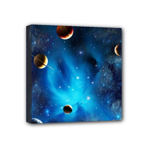 3d Universe Space Star Planet Mini Canvas 4  X 4  (stretched) by Grandong