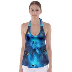 3d Universe Space Star Planet Tie Back Tankini Top by Grandong