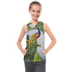 Peacock Art Kids  Sleeveless Hoodie by Grandong