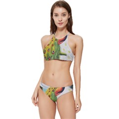 Peacock Art Banded Triangle Bikini Set by Grandong