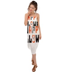 Happy Halloween Slot Text Orange Waist Tie Cover Up Chiffon Dress by Sarkoni