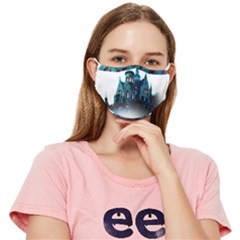 Blue Castle Halloween Horror Haunted House Fitted Cloth Face Mask (adult) by Sarkoni