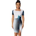 Blue Castle Halloween Horror Haunted House Fitted Knot Split End Bodycon Dress View1