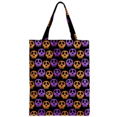 Halloween Skull Pattern Zipper Classic Tote Bag by Ndabl3x