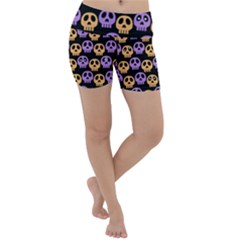 Halloween Skull Pattern Lightweight Velour Yoga Shorts by Ndabl3x