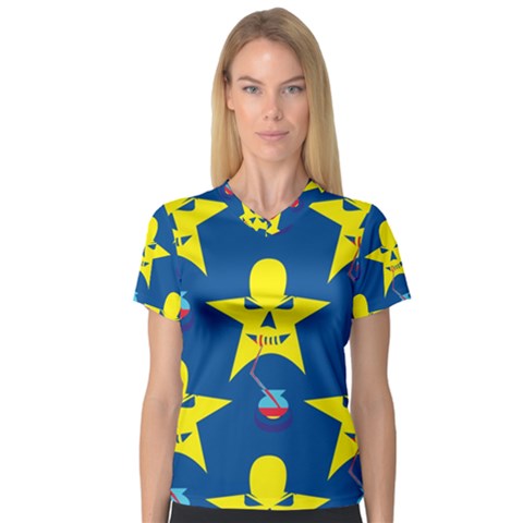 Blue Yellow October 31 Halloween V-neck Sport Mesh T-shirt by Ndabl3x