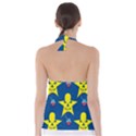 Blue Yellow October 31 Halloween Tie Back Tankini Top View2