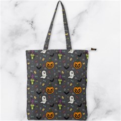 Halloween Bat Pattern Double Zip Up Tote Bag by Ndabl3x