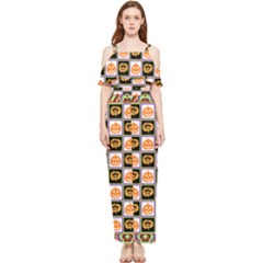 Chess Halloween Pattern Draped Sleeveless Chiffon Jumpsuit by Ndabl3x