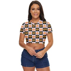 Chess Halloween Pattern Side Button Cropped T-shirt by Ndabl3x